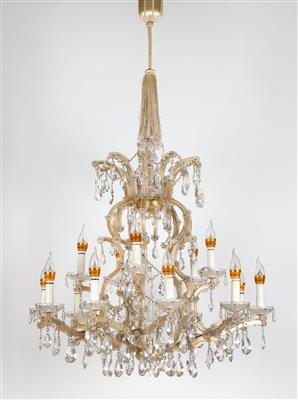 A glass chandelier in the Maria Theresia style, - Sklo, Porcelán