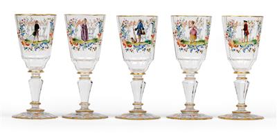 Lobmeyr aperitif glasses in the Rococo style, - Glass and porcelain