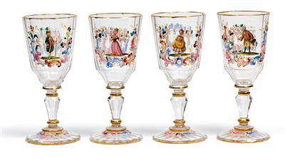 Lobmeyr wine glasses in the Rococo style, - Glass and porcelain