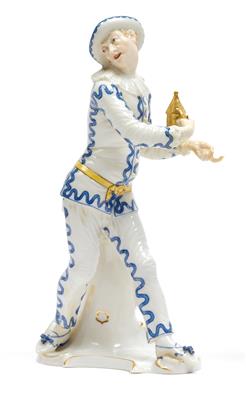 Pierrot, holding a lantern in the right hand and beckoning with the left index, - Sklo, Porcelán