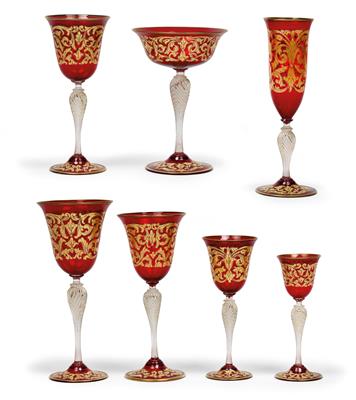 A Venetian glass service [elements of], - Vetri e porcellane