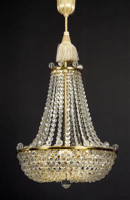 A Lobmeyr chandelier in Empire style, - Glass and porcelain