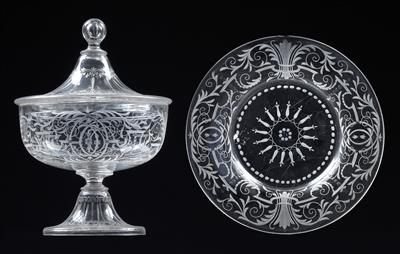 A Lobmeyr epergne with lid and presentoir, - Sklo, Porcelán