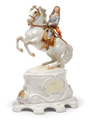 Prince Eugene of Savoy-Carignan (Paris 1663-1736 Vienna), Austrian general and statesman, An equestrian monument with base, - Sklo, Porcelán