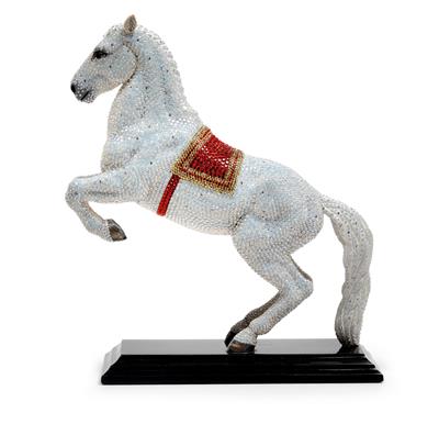 A Swarovski horse “Levade” on a base, in original gift box, - Vetri e porcellane