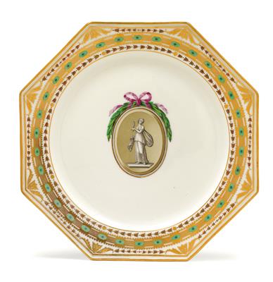 A plate with a classical figure, - Glass and porcelain