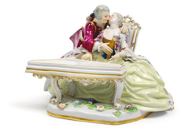 "A Lady playing the piano, with cavalier", - Sklo a Porcelán