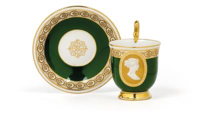 A Queen Luise Portrait cup and saucer, - Sklo a Porcelán