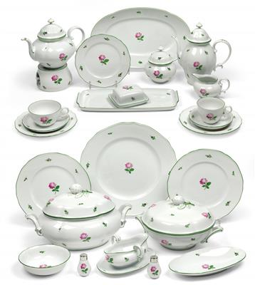 A dinner-, tea-, and coffee service, - Glass and Porcelain