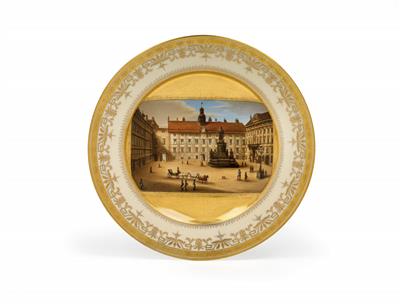 Veduten-Teller mit dem "Inneren Burghof in Wien", - Glas und Porzellan