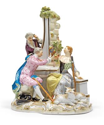 “A man spying at the well” - a shepherdess and a cavalier in conversation, - Sklo a Porcelán