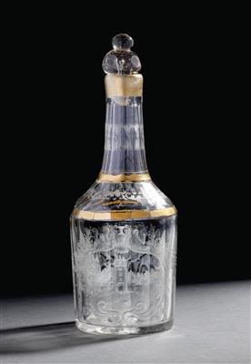 A bottle with stopper, - Vetri e porcellane