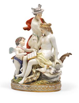 Hermes-Gruppe mit Venus und Amor, - Glas und Porzellan