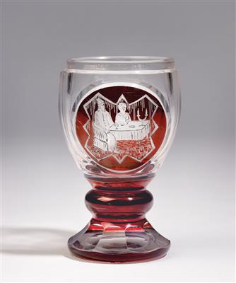 A kiddush cup, - Glass and Porcelain