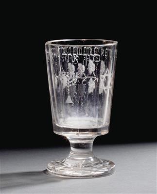 A kiddush cup, - Glass and Porcelain