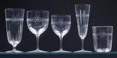 Lobmeyr-Trinkgläser mit Monogramm D, - Glas und Porzellan