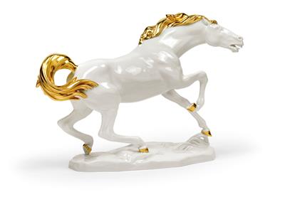 A racing horse, - Glass and Porcelain