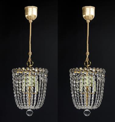 A pair of Lobmeyr basket chandeliers, - Glass and Porcelain