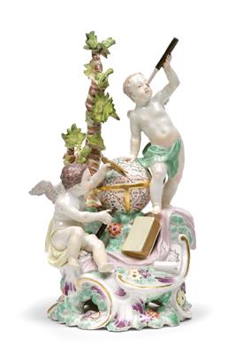 An allegory of astronomy with 2 putti, - Glass and Porcelain