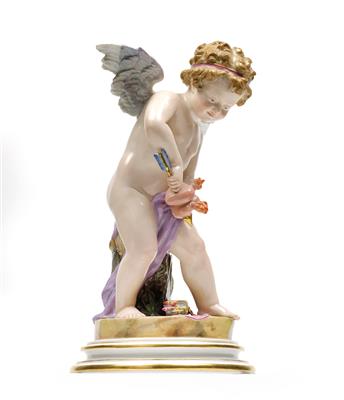 Cupid piercing two blazing hearts with his arrow, - Sklo a Porcelán