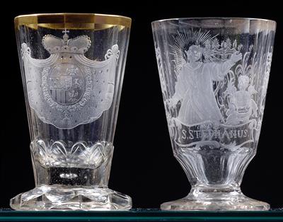 Two Baroque glasses, - Sklo a Porcelán