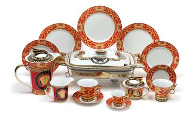A coffee- and mocha service, as well as other elements in the "Versace Style", - Sklo a Porcelán