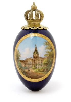 An Easter egg with a view of the "Royal Palace Charlottenburg", (garden façade), - Sklo a Porcelán