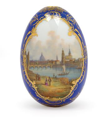 A porcelain egg with a view of "Dresden", - Glass and Porcelain