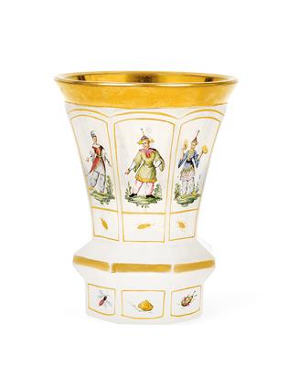 A socle cup decorated with chinoiserie, dated 1845, - Glass and Porcelain