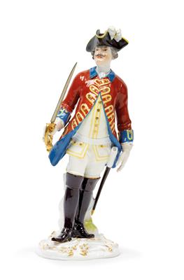 Ado a soldier holding a rapier in the right hand, - Glass and Porcelain