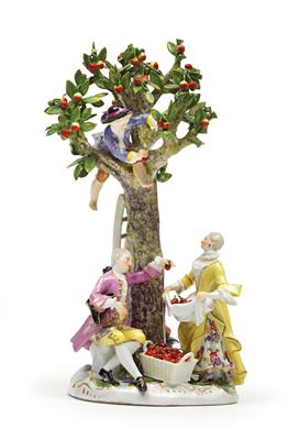 An Apple Tree Figural Group, - Vetri e porcellane