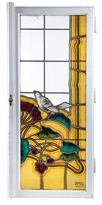 A Pair of Decorative Stained Glass Windows, - Sklo a Porcelán