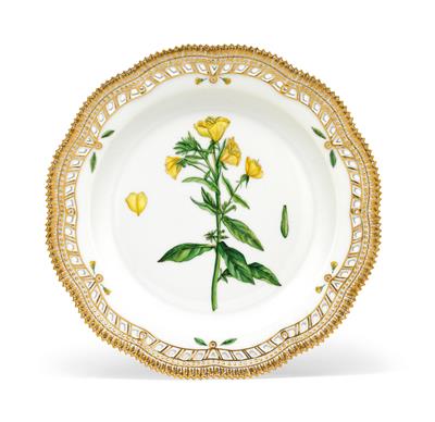 Flora Danica Plate, "Oenothera biennis L." - Sklo a Porcelán