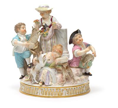 A Group of Five Playing Children, - Glass and Porcelain