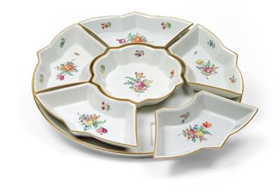 An Hors d’Oeuvre Tray, - Glass and Porcelain