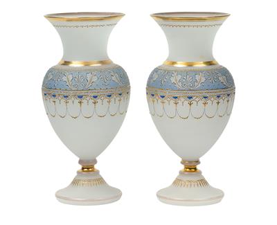 A Pair of Vases, - Glass and Porcelain