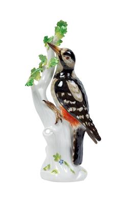 A Woodpecker Perched on an Oak Tree, - Sklo a Porcelán