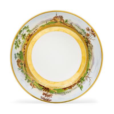 A Plate with Italian Landscape, - Vetri e porcellane