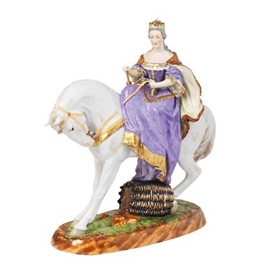 Maria Theresia hoch zu Pferd nach der Krönung zur Königin von Ungarn in Preßburg, - Sklo a Porcelán