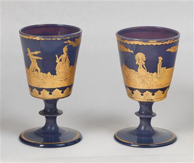 Paar Pokale, Agatingläser, - Glass and Porcelain