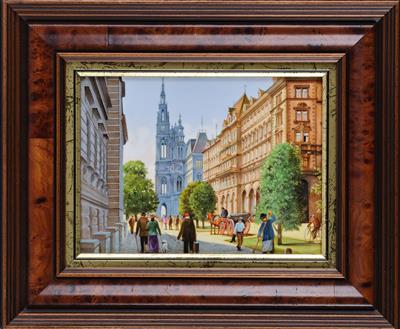 Porzellan-Bild mit Wiener Rathaus, - Glass and Porcelain