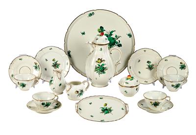 A Coffee Service with Green Flowers, - Sklo a Porcelán