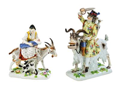 Schneider auf dem Ziegenbock und Schneidersfrau auf der Ziege, - Glass and Porcelain