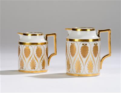 2 Small Biedermeier Pots without Cover, Schlaggenwald, Bohemia, 1830 - Sklo a porcelán