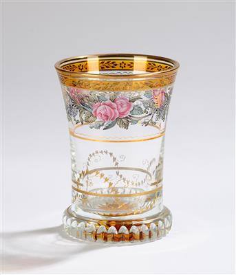 A Beaker (“Ranftbecher”) with Roses and Forget-Me-Nots, Austria, c. 2000 - Sklo a porcelán