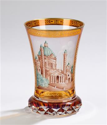 A Footed Beaker with the “Church of St. Charles in Vienna”,  Germany c. 2000 - Vetri e porcellane