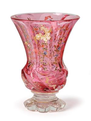 Vase, Böhmen um 1860, - Glas und Porzellan