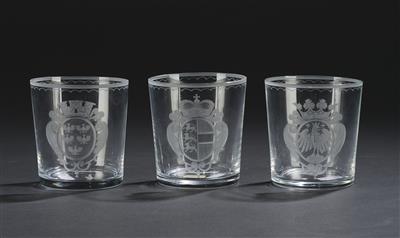 9 Lobmeyr-Gläser mit den 9 Wappen der österreichischen Bundesländer, - Glas und Porzellan Weihnachtsauktion