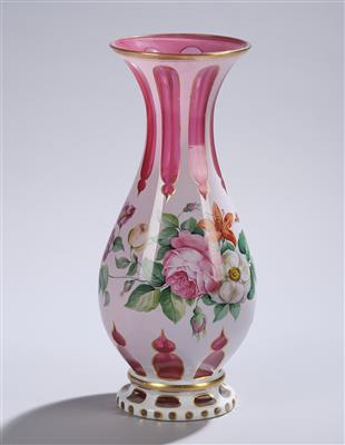 Glas-Vase, rosalin unterfangen, Böhmen, - Vetri e porcellane
