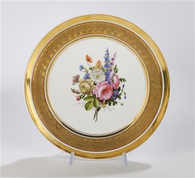 Blumenteller, Schoelcher á Paris, um 1830, - Sklo a porcelán